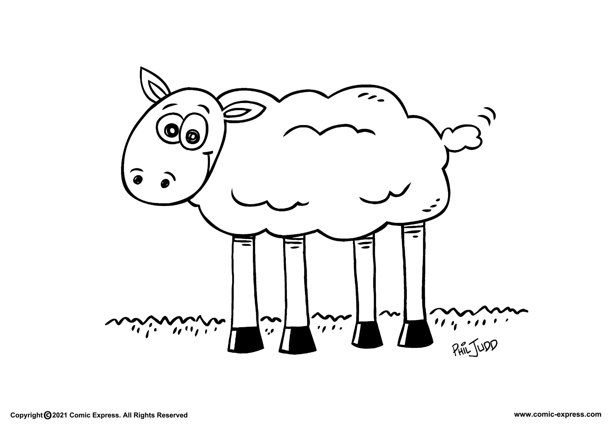 Cartoon Sheep - Colouring Sheet - Free colouring sheet animals farm sheep